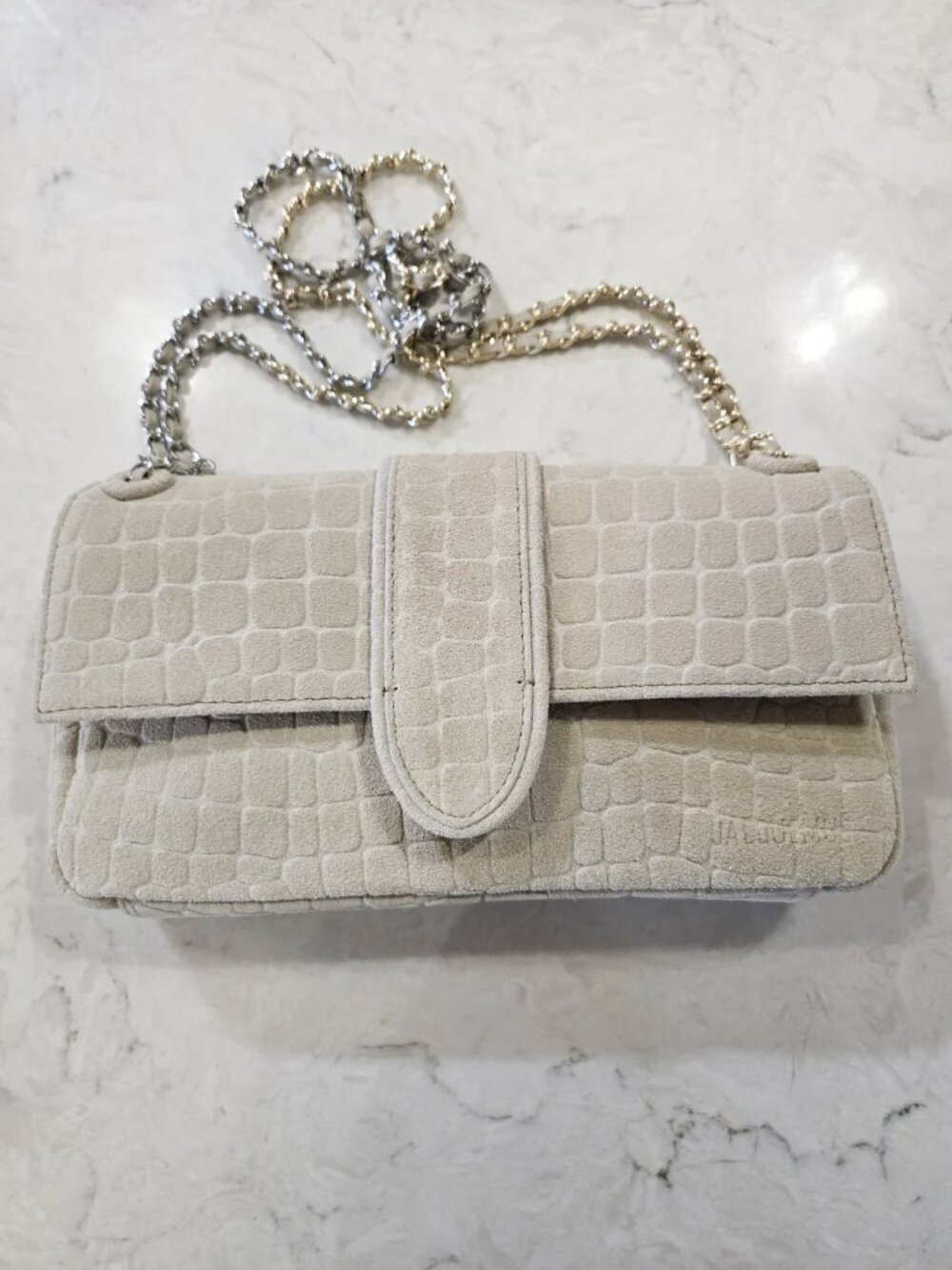 Jacquemus Beige Suede Croc Embossed Multicolor Hardware Bag
